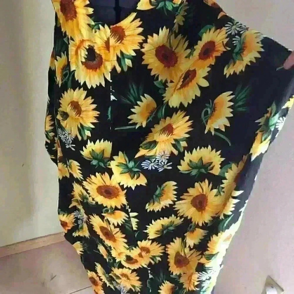 zanzea black and sunflower thin strap buddle dress size xxl - Picture 8 of 10